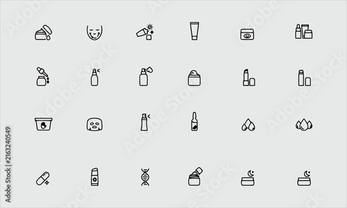 Canvas Print Skin care flat glyph icons set
