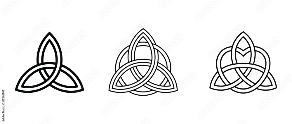 Fototapeta premium Celtic Knot Icons: A collection of three distinct Celtic knot designs. spiritual symbol, intricate pattern, traditional art, ancient design, graphic element.