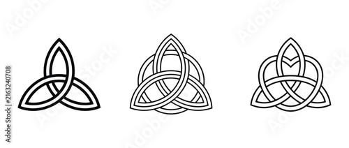 Celtic Knot Icons: A collection of three distinct Celtic knot designs. spiritual symbol, intricate pattern, traditional art, ancient design, graphic element.