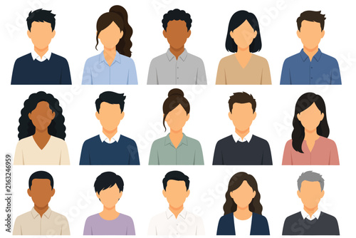 Collection of diverse people avatars and professional user profile