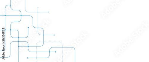Abstract technology background with blue connected lines and dots, digital network connection concept