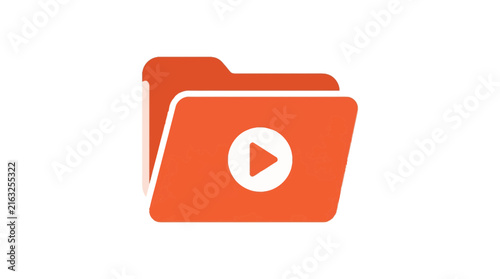 Orange video folder icon with play button.