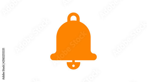 Orange notification bell flat icon on white background.
