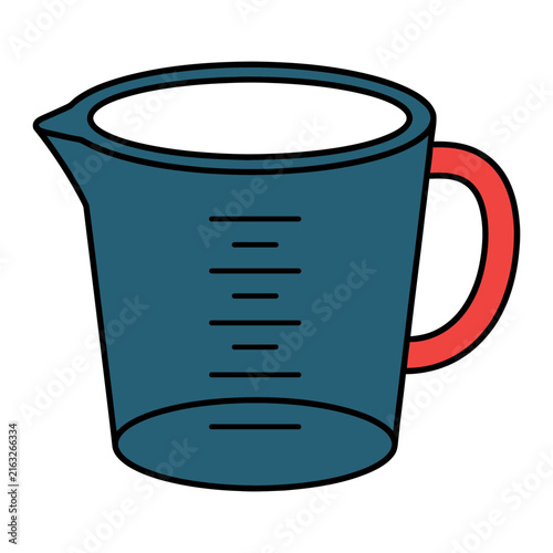 Measuring Cup Color Outline Vector Icon, Kitchen Jug for Baking Ingredient Measurement and Cooking Design
