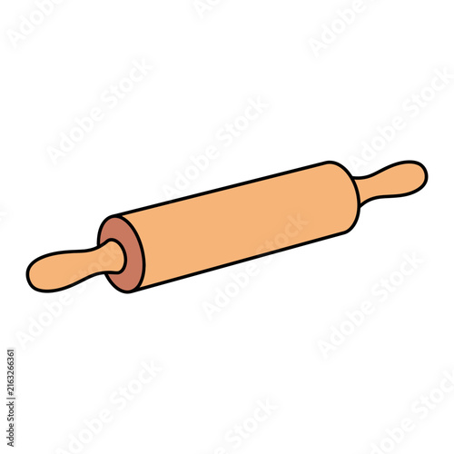 Rolling Pin Color Outline Vector Icon, Wooden Baking Tool for Pastry Dough and Kitchen Food Preparation