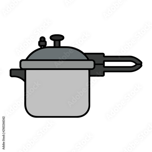 Pressure Cooker Color Outline Vector Icon, Kitchen Appliance for Home Cooking and Culinary Design