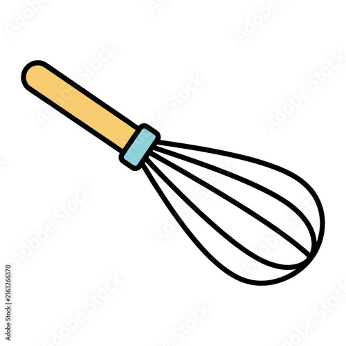 Kitchen Whisk Color Outline Vector Icon, Baking and Cooking Utensil for Food Preparation and Culinary Design