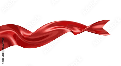 Vector illustration of red silk ribbon flowing on a transparent background