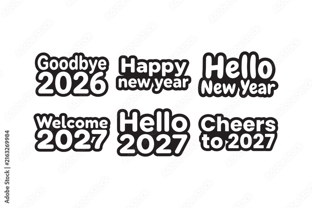 Obraz premium New Year New Me, New Goals and New Adventure Typography Collection
