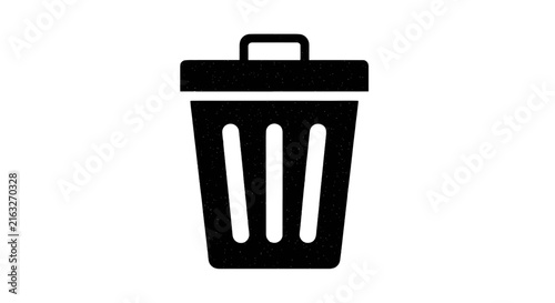 Vector illustration of black trash can icon on a transparent background