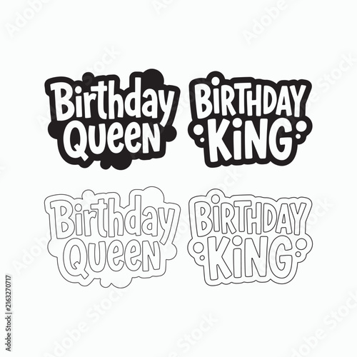 Birthday Queen and King Typography Design Collection for Celebration