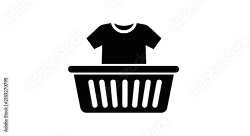 Vector illustration of laundry basket with tshirt icon on a transparent background