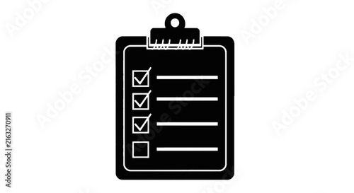 Vector illustration of clipboard with checklist icon on a transparent background