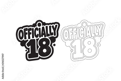 Officially 18 Birthday Typography Design for Eighteenth Birthday