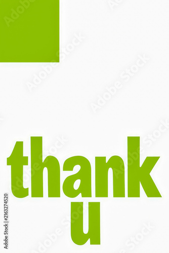 Thank U green vertical typography card with copy space