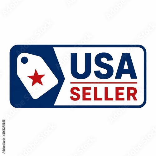 USA Seller badge label with red star icon for e-commerce and online store marketing