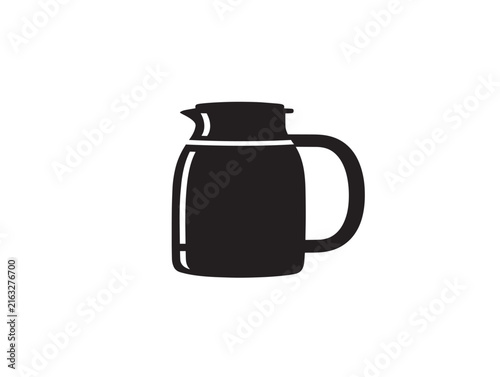 Thermos flask icon. Brown beverage carafe silhouette for coffee or tea service.