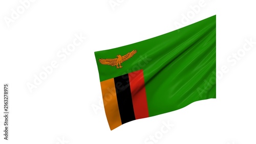 Republic of Zambia national flag isolated on white background. 