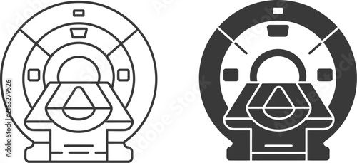 Принти на полотні MRI and CT scanner icon featuring medical imaging equipment, diagnostic technology, hospital healthcare, and editable vector illustration