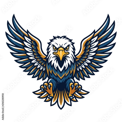 Fierce bald eagle mascot vector illustration with spread wings