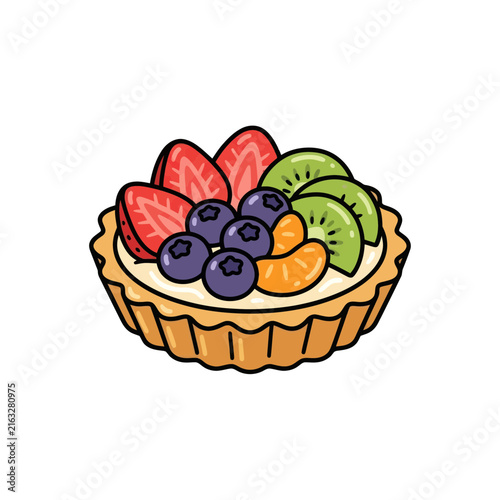Delicious Fresh Fruit Tart with Berries and Kiwi