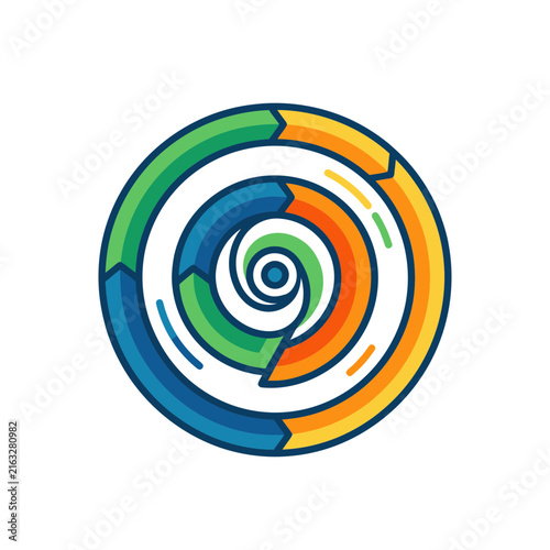 Colorful spiral arrow process flow infographic