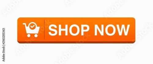 Orange shop now button with shopping cart icon