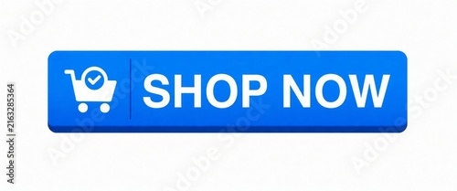 Modern blue shopping cart call to action button with shopping bag icon