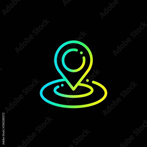 Modern glowing location pin icon on dark background
