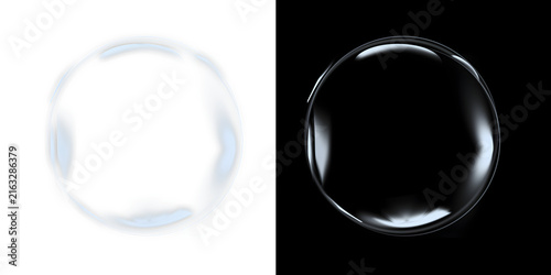 Konstfotografi ​Glossy transparent water droplet sphere with realistic shiny reflection isolate