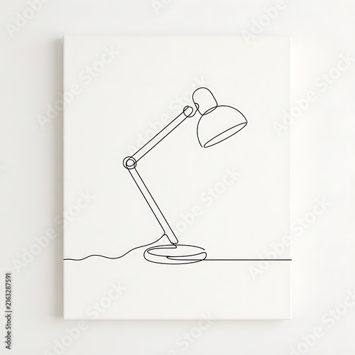 Minimalist Desk Lamp One Line Art Print - Modern Office & Study Decor