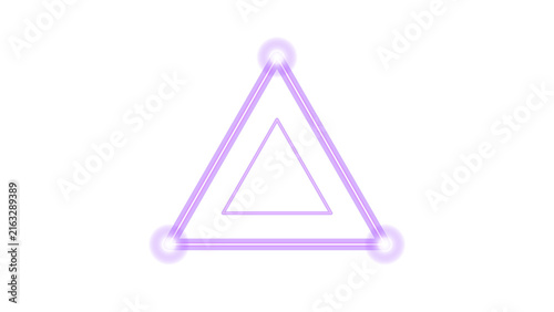 Fotografie Abstract purple neon triangle frame with glowing vertices and dynamic horizontal