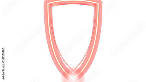 Fotografía Bold bright red shield emblem design featuring smooth glowing light effects and