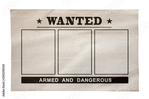 three persons wanted poster on white background