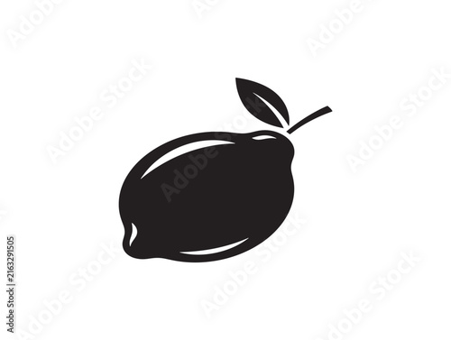 Lemon fruit icon silhouette. Simple black citrus vector graphic for food design.