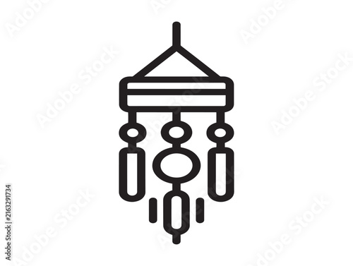 Hanging mobile decoration icon. Minimalist nursery ornament for baby crib or home decor.