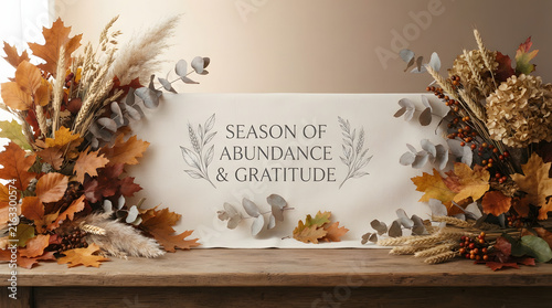 Autumn welcome sign with dried flowers and warm seasonal greeting for new home celebration