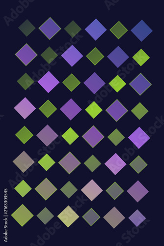 Abstract Geometric Pattern with Colorful Gradient Diamonds Arranged on a Dark Navy Blue Surface
