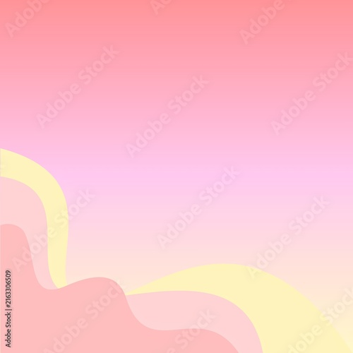 Minimalist aesthetic background with pink and yellow pastel wave lines