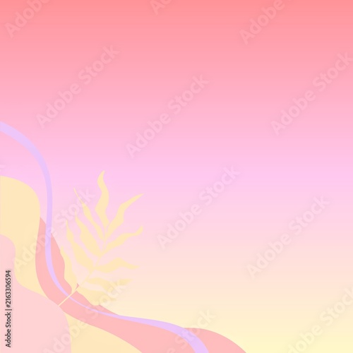 Minimalist aesthetic background with pink and yellow pastel wave lines