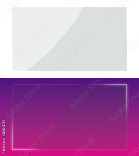 Thin White Glowing Rectangle Frame Outline Transparent Background