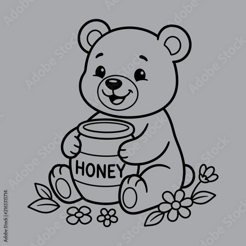 Cute Baby Bear Holding Honey Jar Art And Illustration