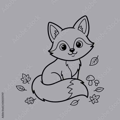 Cute Little Fox with Fluffy Tail Art And Illustration