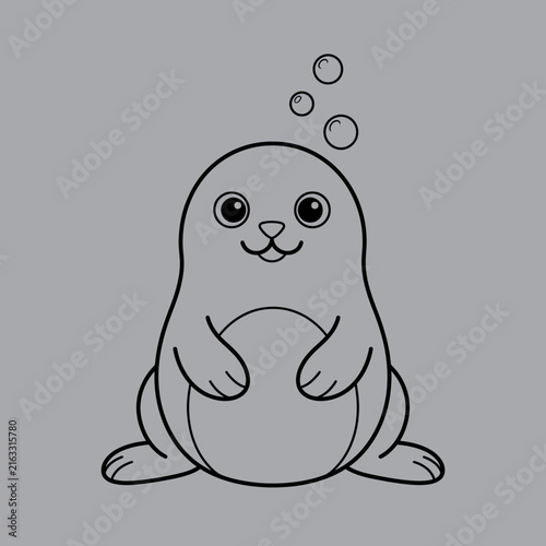 Adorable Seal Pup Sitting Upright Art And Illustration