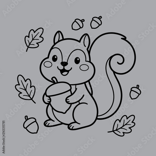 Cute Squirrel Holding a Large Acorn Art And Illustration