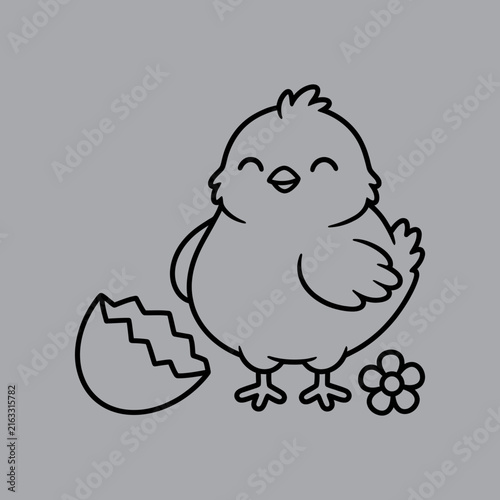 iny Chick Beside Cracked Eggshell Art And Illustration
