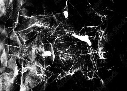 Distressed, scratched and grain black background, isolated on white, clipping path, design element