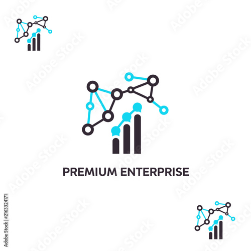 Abstract Network Graph Data Visualization With Bar Chart Growth