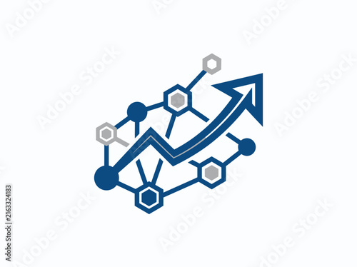 Abstract Network Graph Chart Growing Upward Arrow Stock
