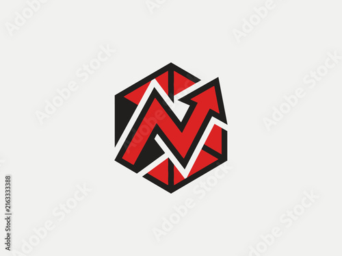 Abstract Hexagonal Arrow Symbol Signifying Growth and Progress